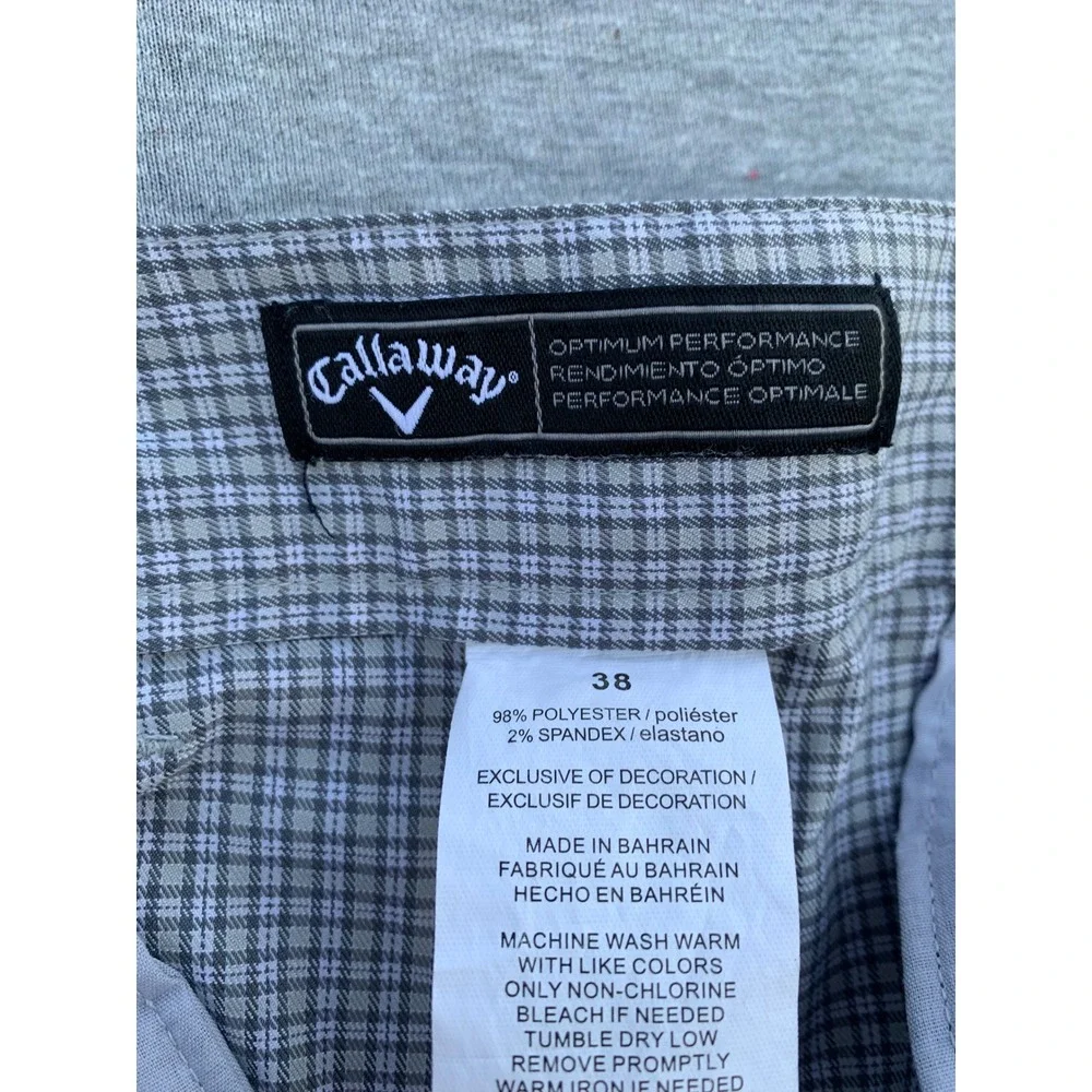 Callaway Mens Blue Gingham Plaid Golf Shorts Stretch Performance Size 38